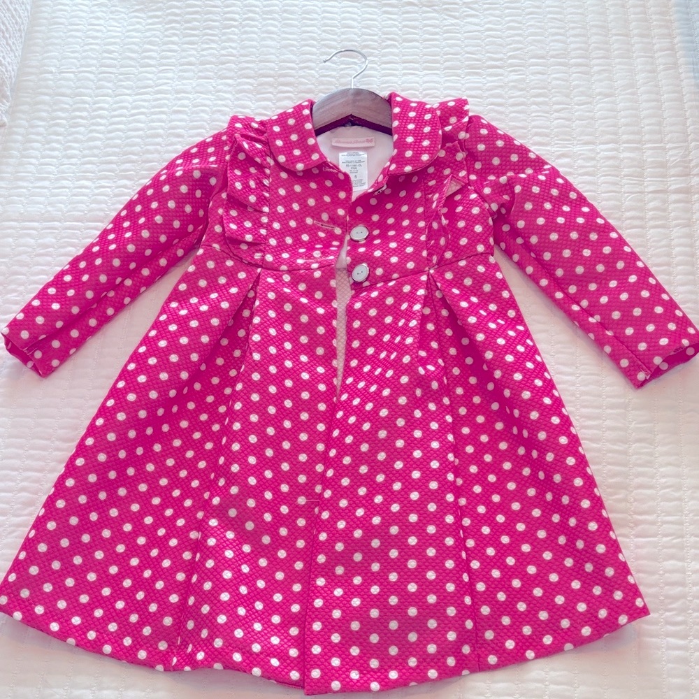 Bonnie Jean Pink Coat with White Dots